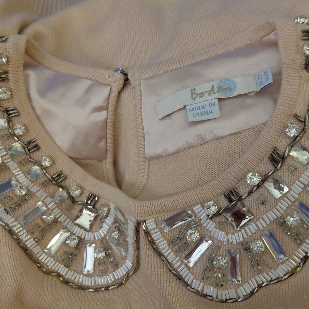 Boden Beaded Collar Pink Sweater - Picture 5 of 9